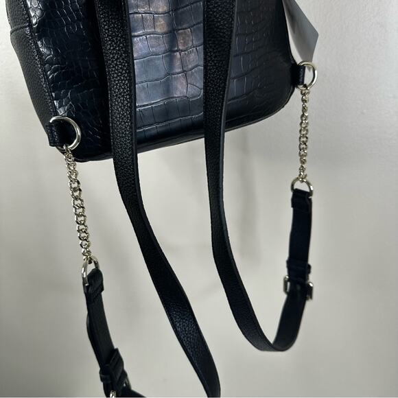 NEW Love Moschino Backpack Black Faux Leather Croc-Effect Bag main image 5